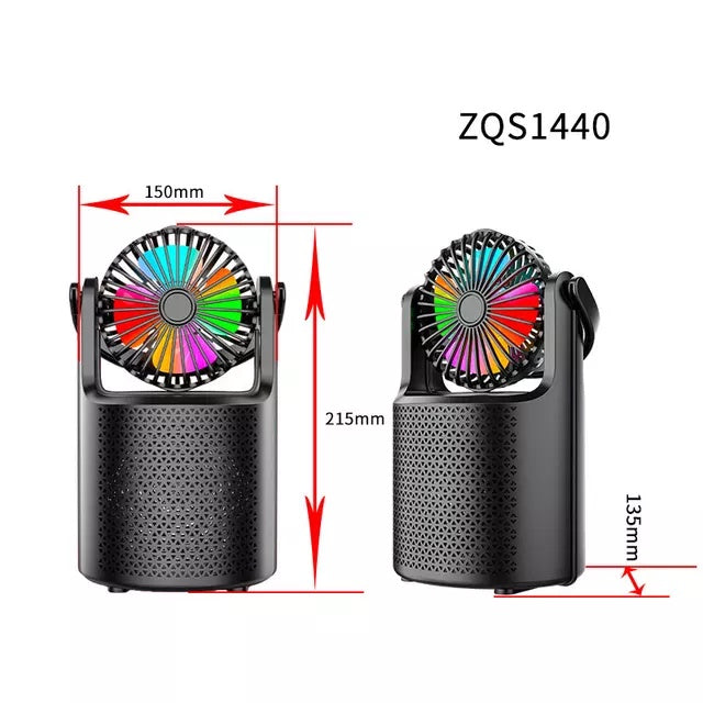 ZQS-1140 Portable Speaker With Built-in Fan and LED Lights Mini