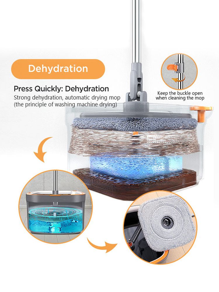 Original 360° rotating easy floor mat Spinner Flat Mop With Turbo Bucket Separation Wet and Dry