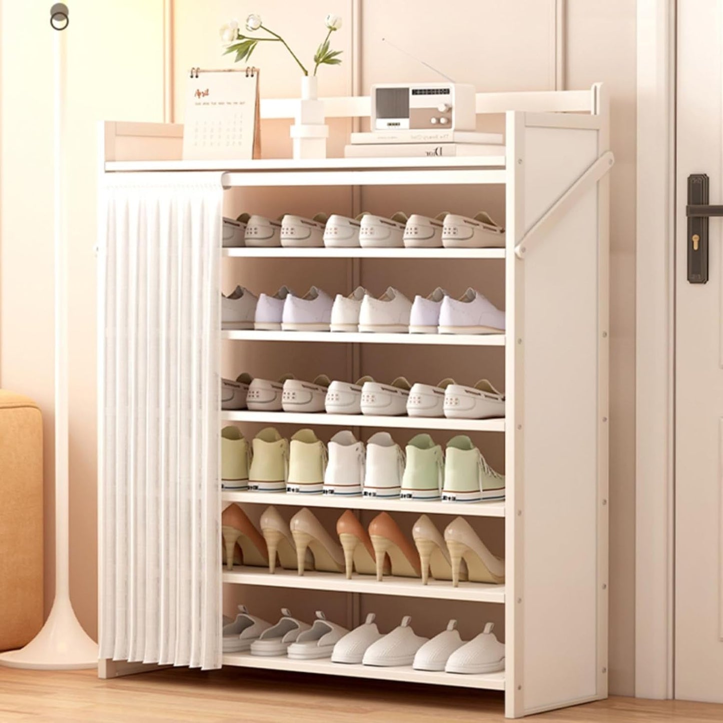 FOLDABLE DUST-PROOF SHOE RACK WITH COVER