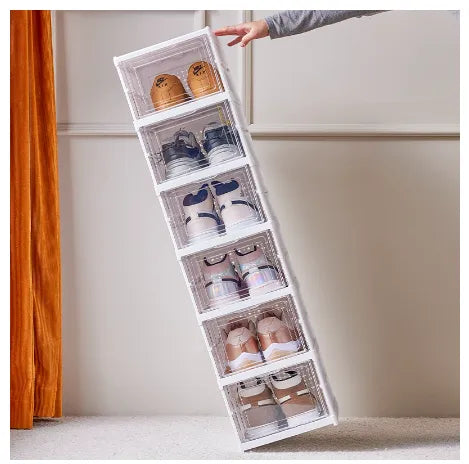 6 Layers Foldable Stackable Shoe Box Rack