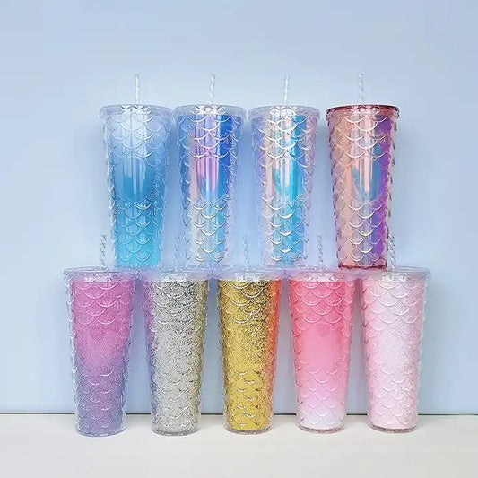 710ML Colorful Fish Scale Water Cup