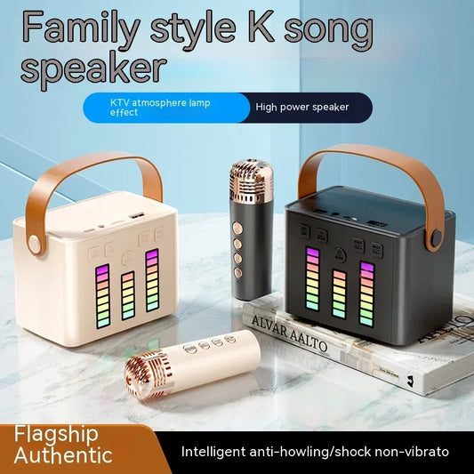 Mini Portable Speaker Bluetooth with Double Microphone and RGB Music Rhythm Light