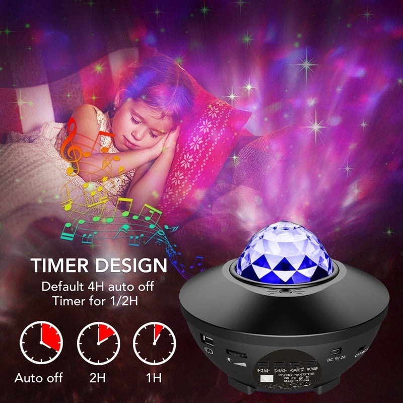 LED Star Galaxy Starry Projector With Music Bluetooth Speaker Remote Control