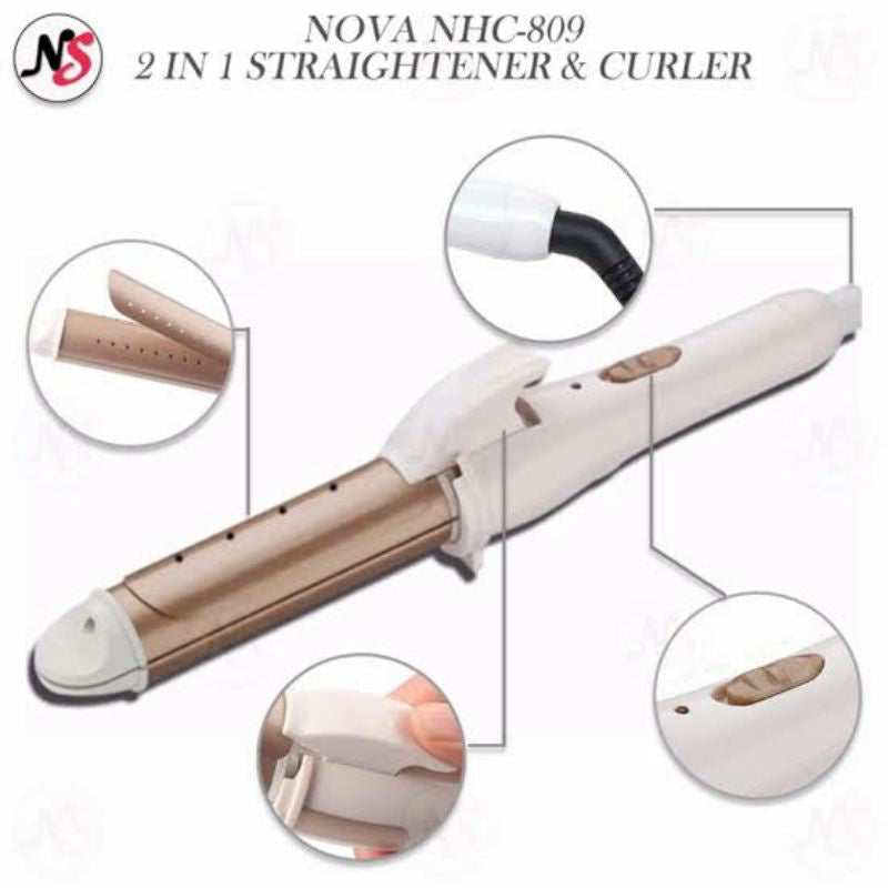 2 IN 1 NOVA HAIR STRAIGHTENING CURLING IRON