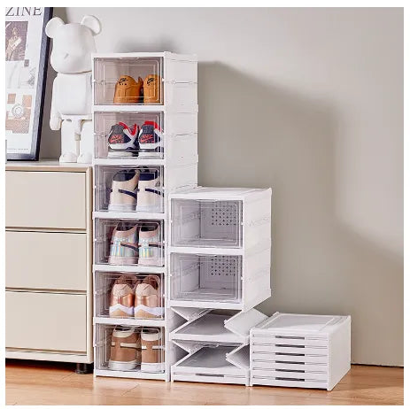 6 Layers Foldable Stackable Shoe Box Rack