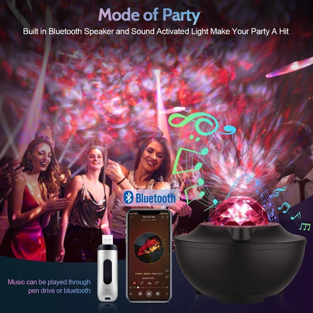 LED Star Galaxy Starry Projector With Music Bluetooth Speaker Remote Control