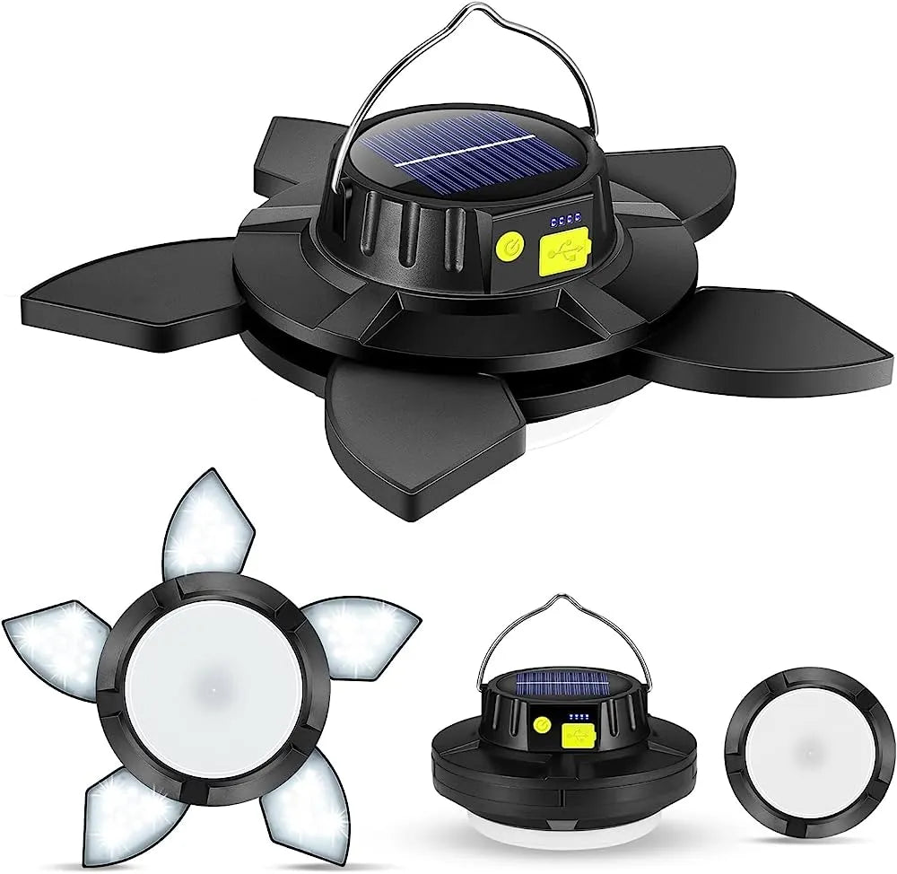 Rotating Five-Leaf Solar Camping Light