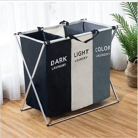 3 GRIDS PRINTED COLLAPSIBLE WATERPROOF HAMPER