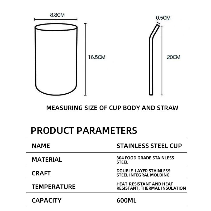 600ml Iced Coffee Cup with Straw