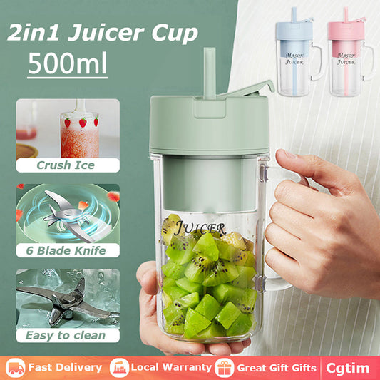 2 in 1 Electric Juicer Cup With Straw