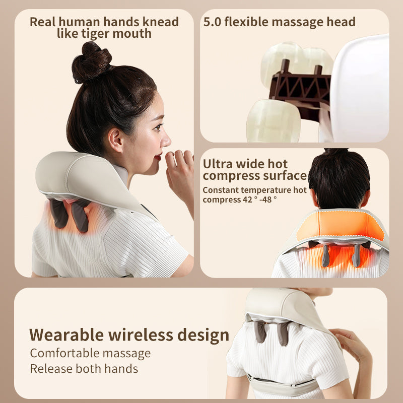 Electric Neck Back Shoulder Massager Hot Compress Muscle Relax Pain Relief