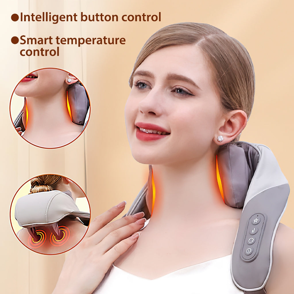 Electric Neck Back Shoulder Massager Hot Compress Muscle Relax Pain Relief