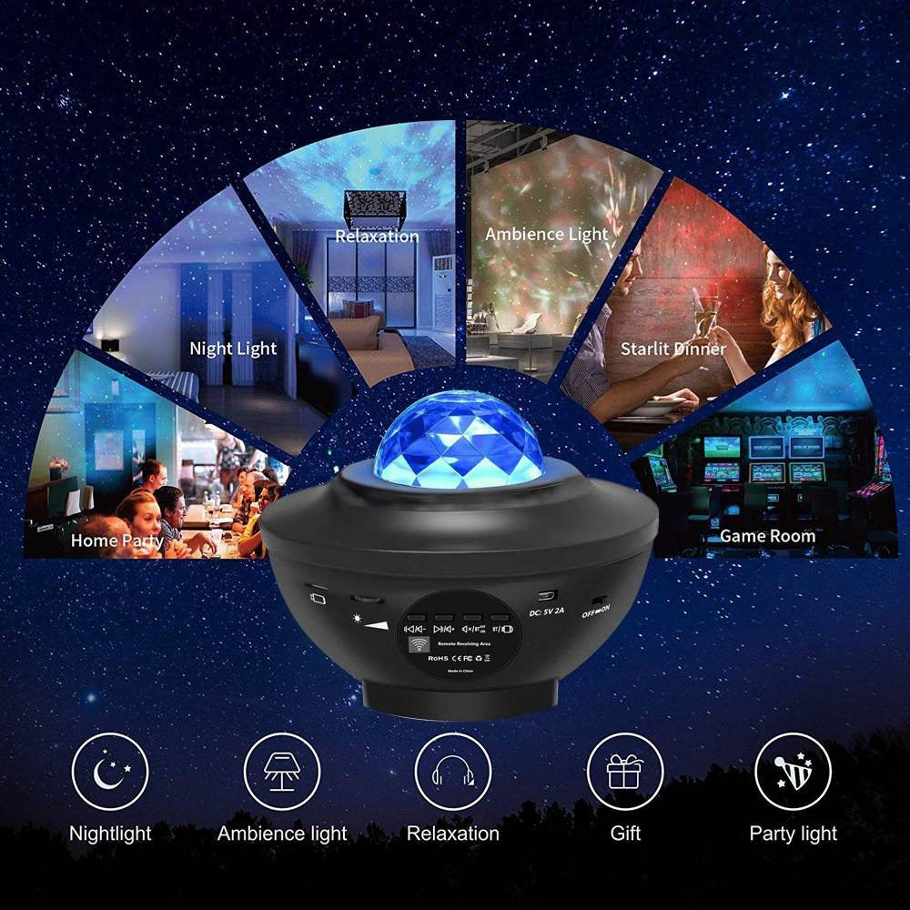 LED Star Galaxy Starry Projector With Music Bluetooth Speaker Remote Control