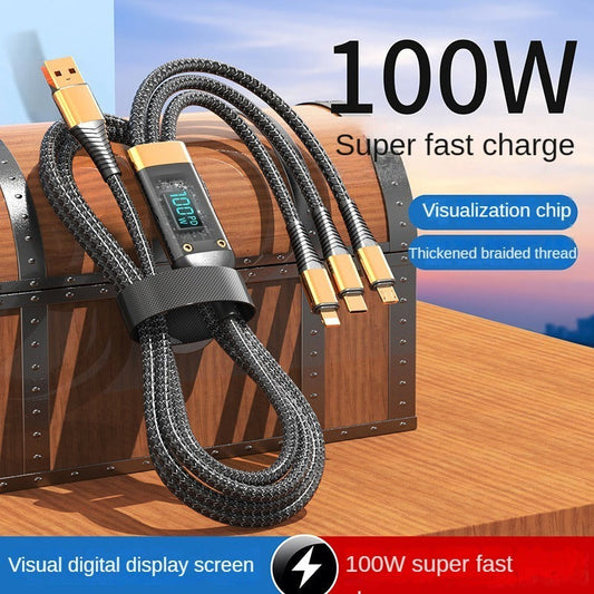 3 IN 1 100W Digital Display Data Fast Charging Cable