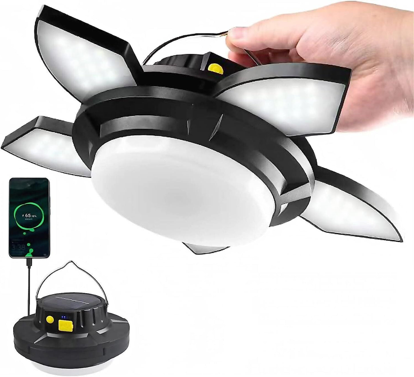 Rotating Five-Leaf Solar Camping Light